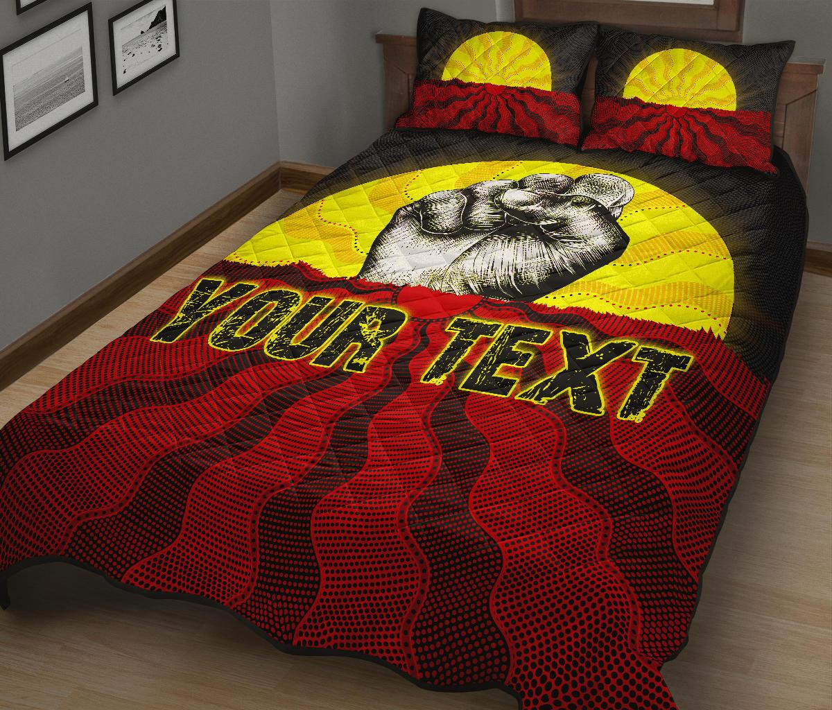 custom-aboriginal-quilt-bed-set-black-lives-matter-sun-dot-painting