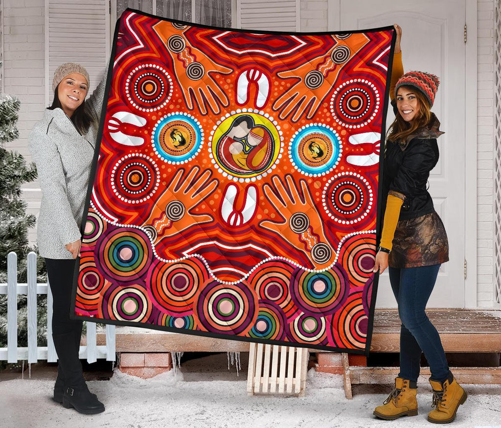 quilts-aboriginal-family-with-dot-painting-art