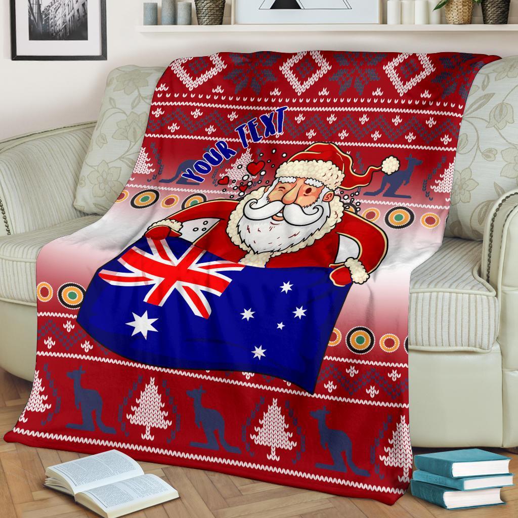 christmas-personalised-premium-blanket-australia-santa-claus-hold-the-flag-red
