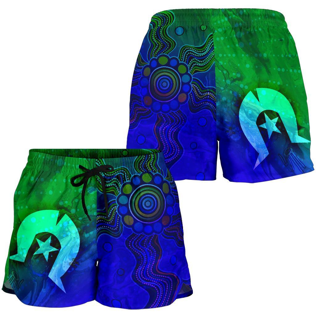 Aboriginal Women's Shorts , Torres Strait Islands Flag - Vibe Hoodie