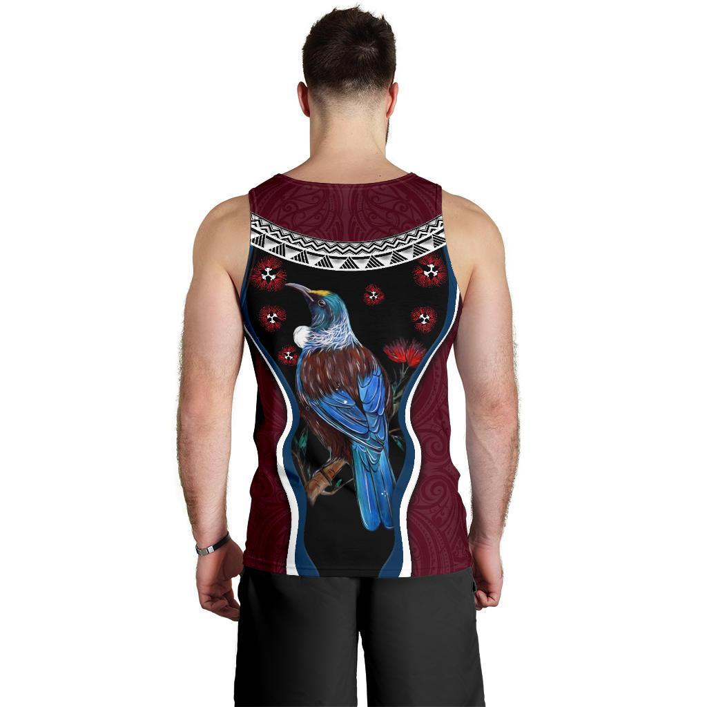 new-zealand-tui-bird-men-tank-top-pohutukawa-burgundy