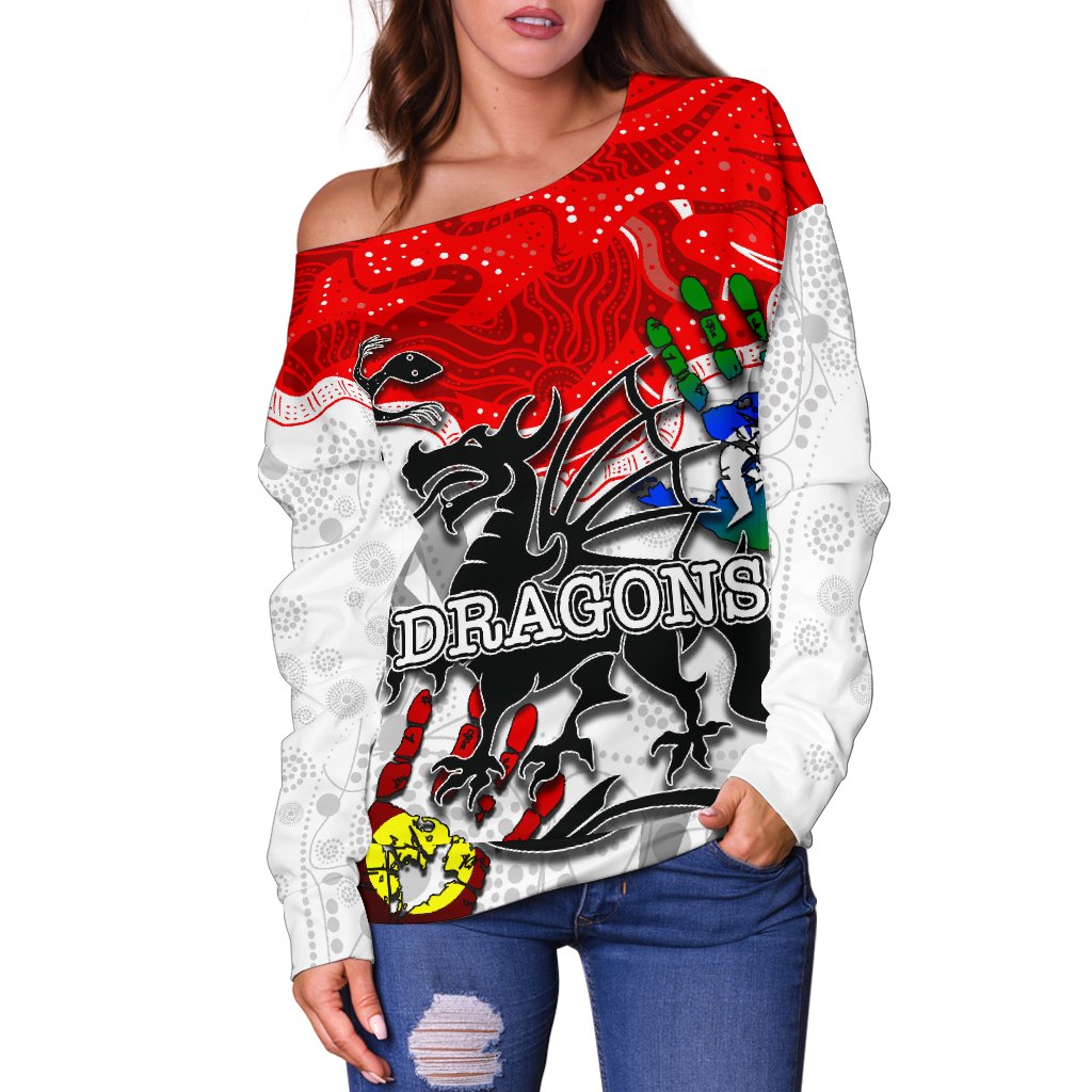 Naidoc St. George Illawarra Dragons Women's Off Shoulder Sweater Tribal Style