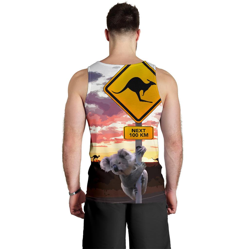 men-tank-top-koala-mens-tank-kangaroo-sign-sunset-landscape-art