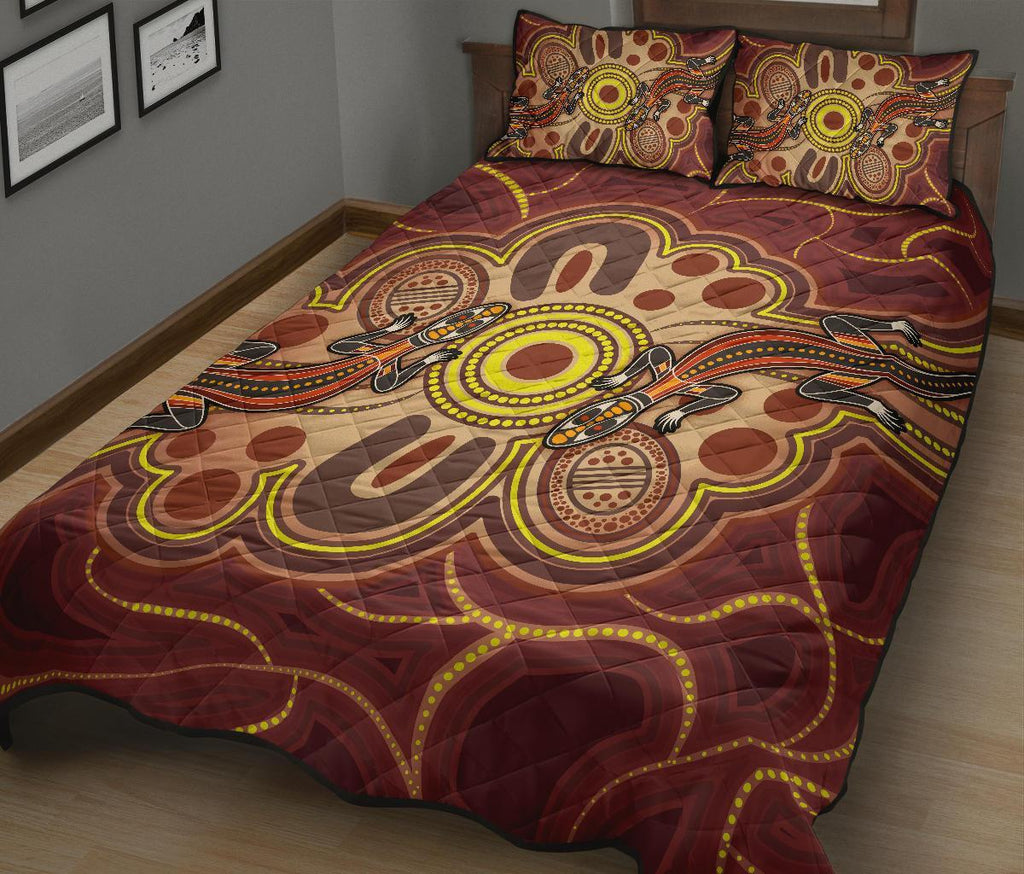 aboriginal-quilt-bed-set-indigenous-lizard-dot-painting-art
