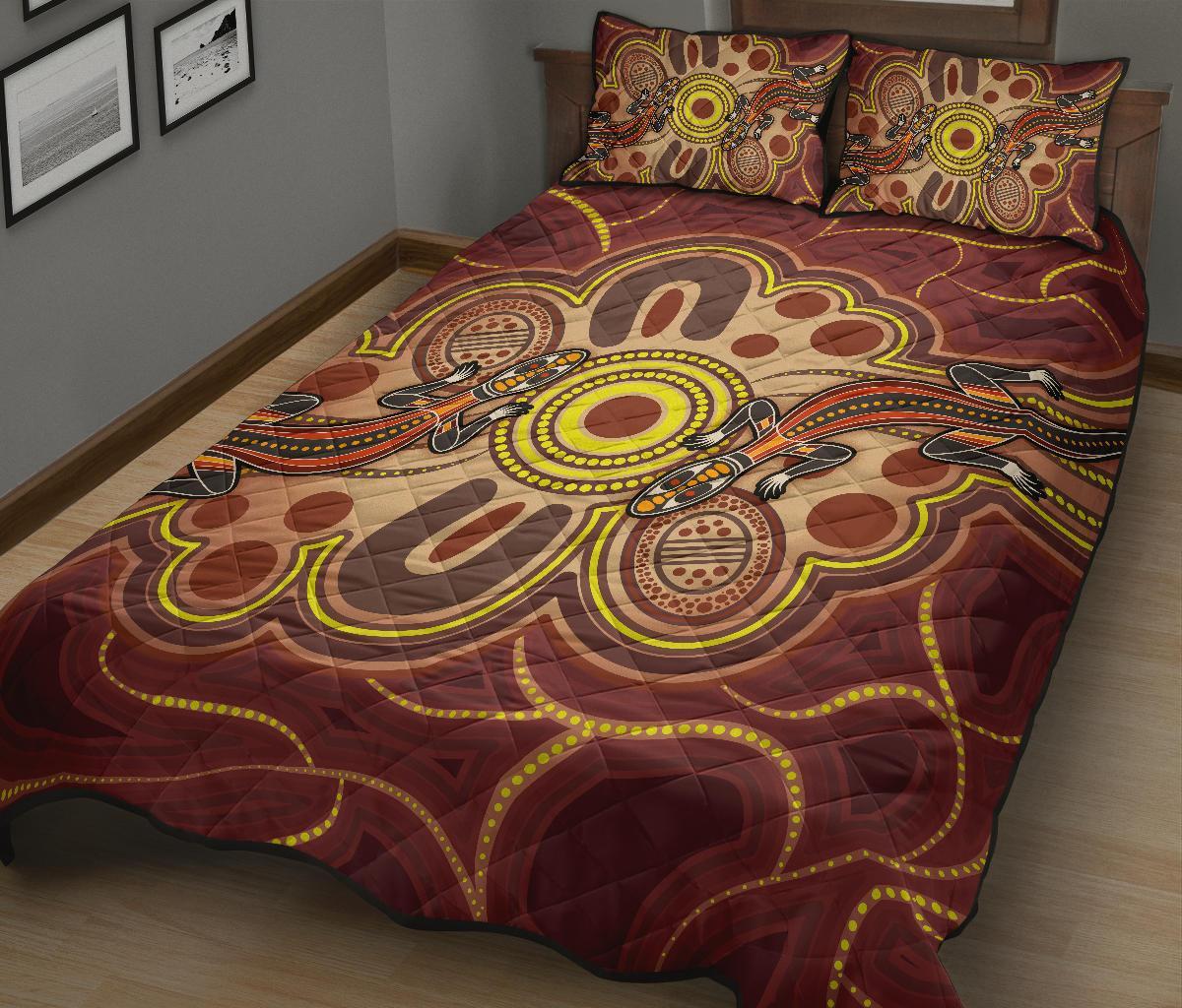 aboriginal-quilt-bed-set-indigenous-lizard-dot-painting-art
