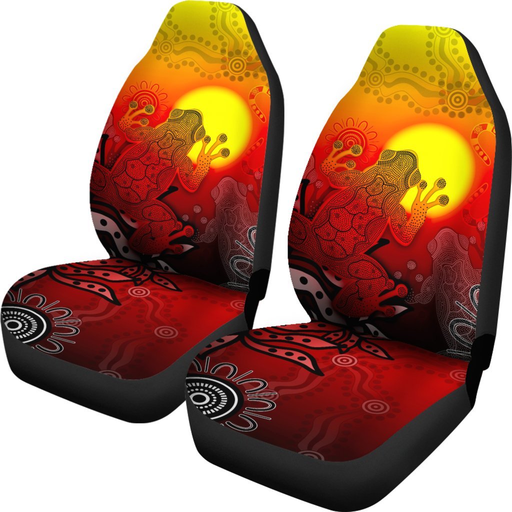 aboriginal-car-seat-covers-indigenous-frog-red