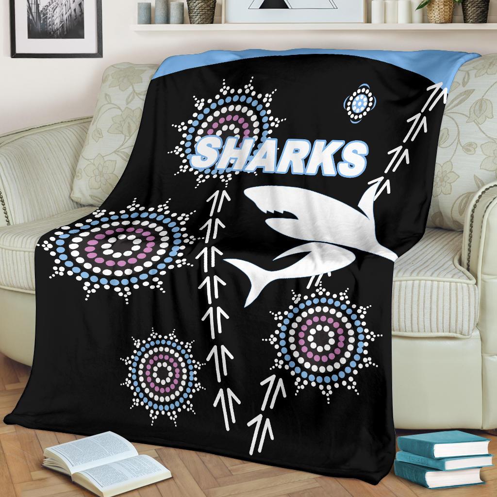 cronulla-premium-blanket-sharks-simple-indigenous-black