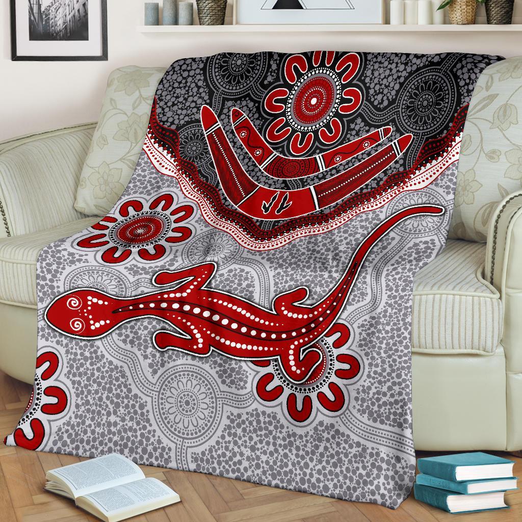 aboriginal-premium-blanket-indigenous-boomerang-and-lizard-art
