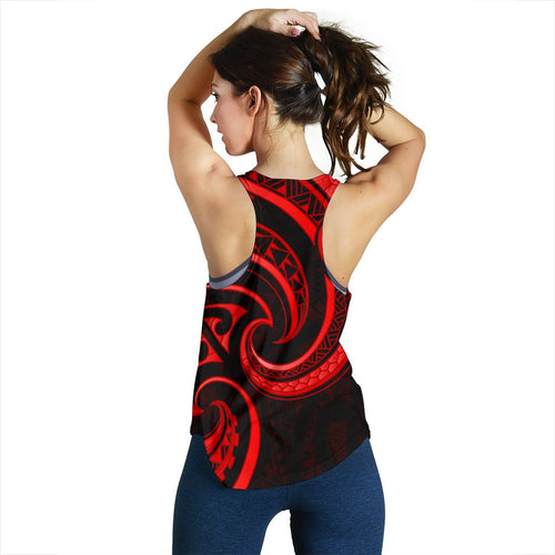 New Zealand Maori Mangopare  Women Racerback Tank Polynesian - Red - Vibe Hoodie
