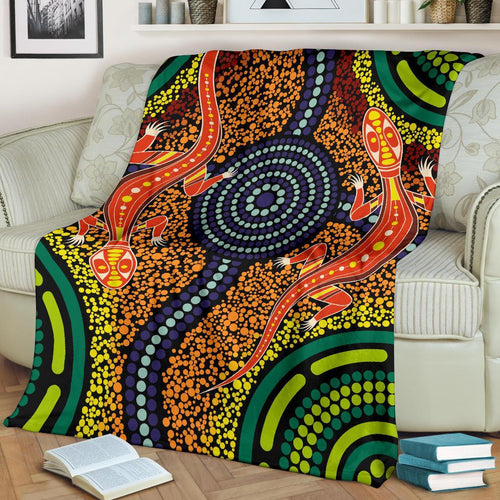 1st-australia-premium-blanket-aboriginal-two-lizards-dot-painting-circle