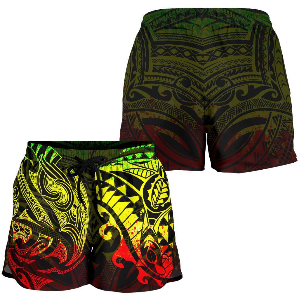 New Zealand All Over Print Women's Shorts, Maori Polynesian Tattoo Reggage - Vibe Hoodie