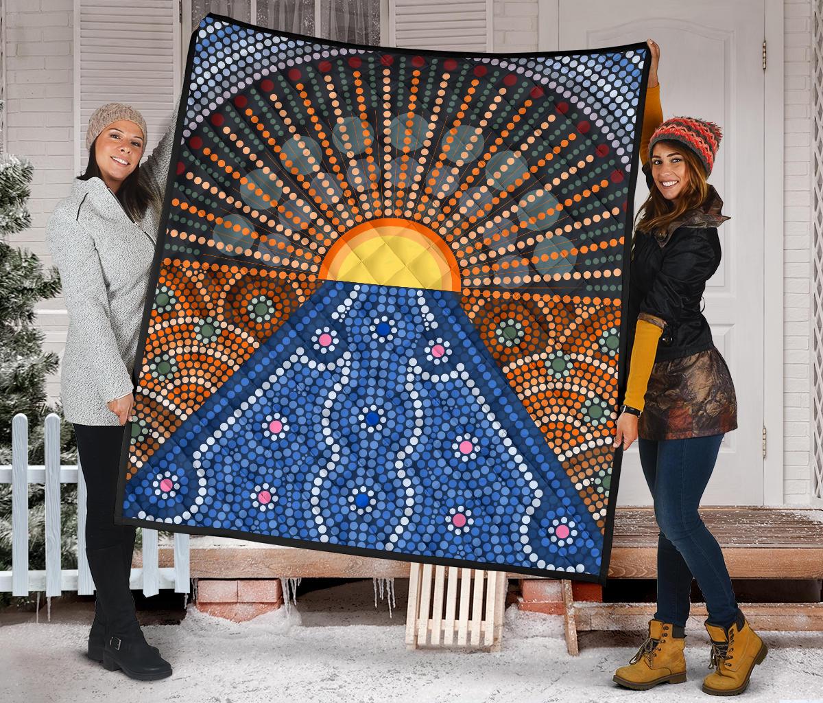 aboriginal-premium-quilt-australia-sunrise-dot-painting-art