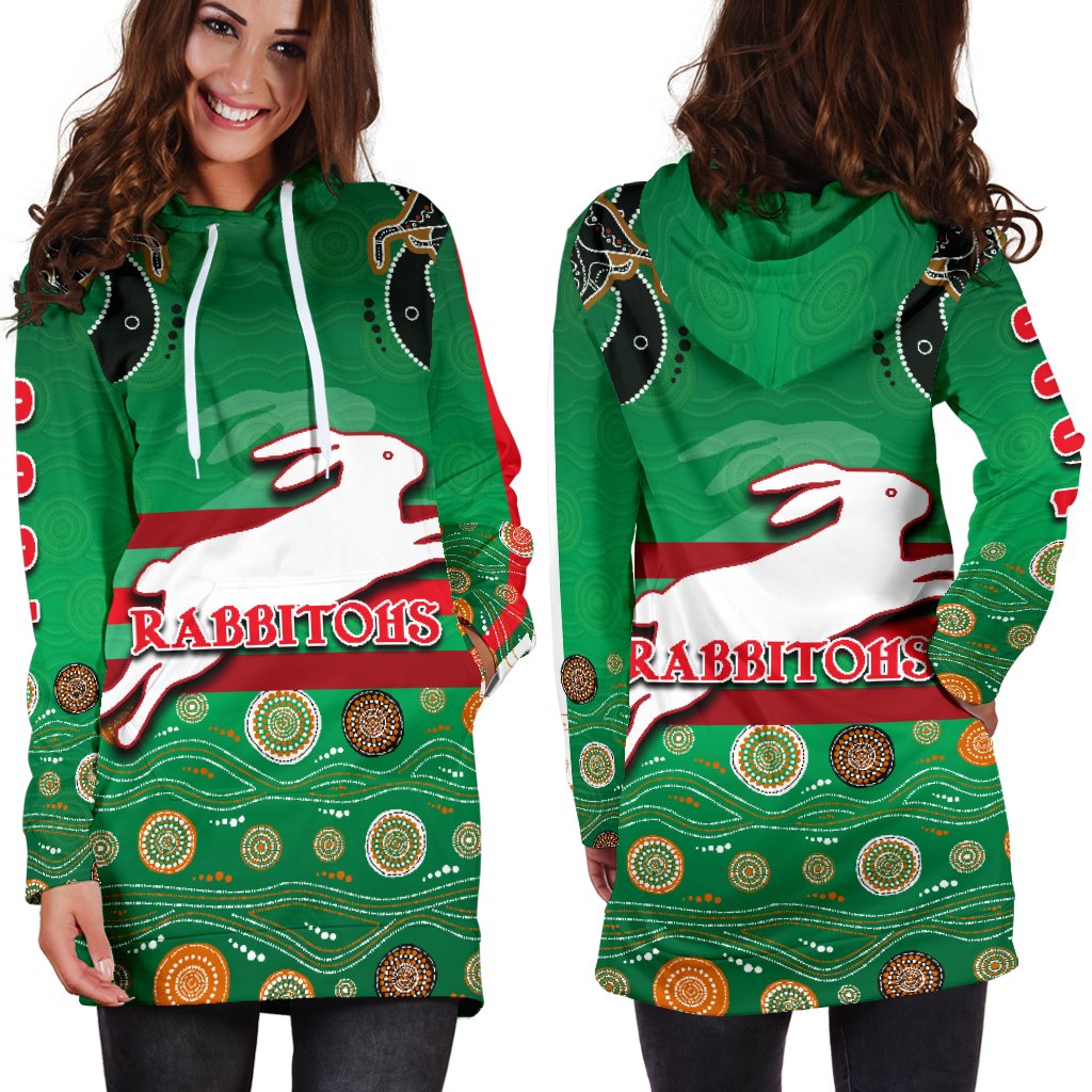 rabbitohs-women-hoodie-dress-indigenous-green