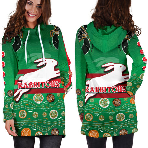 rabbitohs-women-hoodie-dress-indigenous-green
