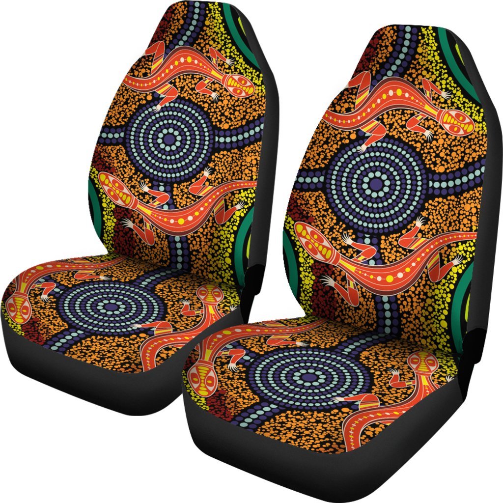 1st-australia-car-seat-covers-aboriginal-two-lizards-dot-painting-circle