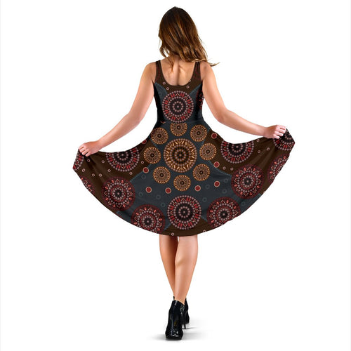 Midi Dress - Aboriginal Dot Painting Dress Ver02 - Vibe Hoodie