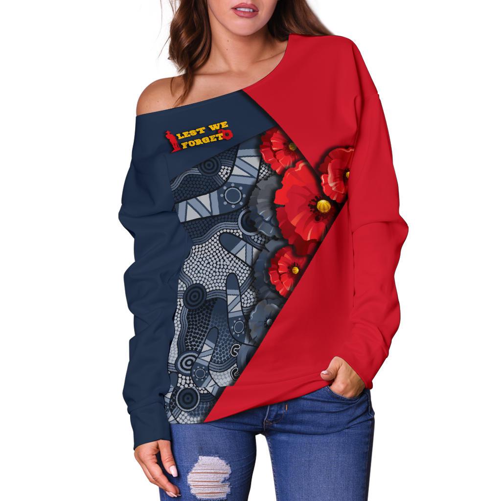 Aboriginal Off Shoulder Sweater (Women), Anzac Day - Vibe Hoodie