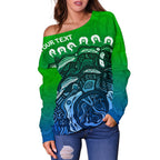 [Custom] Torres Strait Islands Off Shoulder Sweater - Blue - Vibe Hoodie