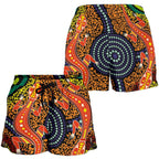 1st Australia Women Shorts - Aboriginal Two Lizards Dot Painting Circle - Vibe Hoodie