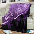 purple-turtle-hibiscus-premium-blanket