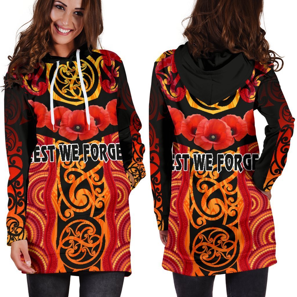 anzac-lest-we-forget-poppy-women-hoodie-dress-new-zealand-maori-silver-fern-australia-aboriginal