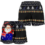 Christmas Women's Short - Australia Santa Claus Hold The Flag ( Black) - Vibe Hoodie