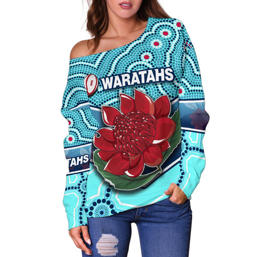 New South Wales Rugby Off Shoulder Sweater Indigenous NSW - Waratahs - Vibe Hoodie