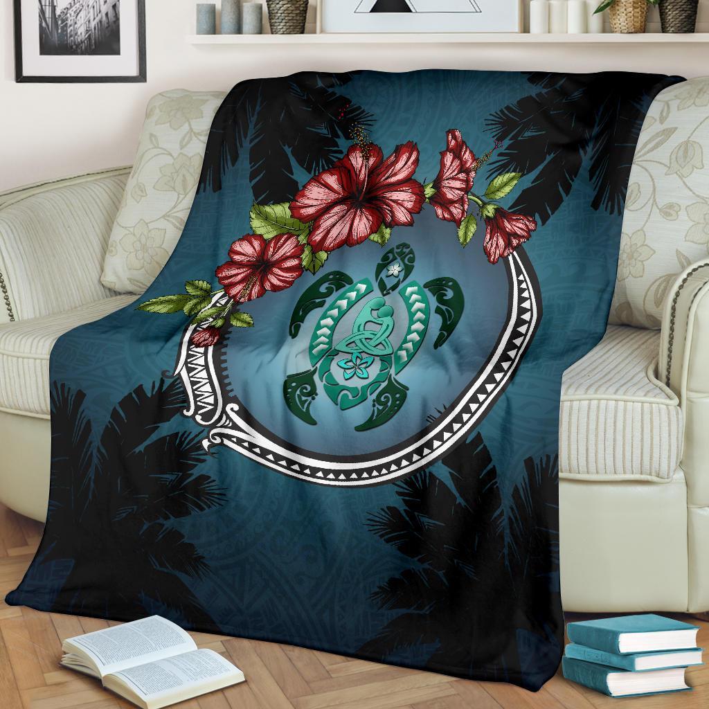 new-zealand-premium-blanket-polynesian-ohana-turtle-hibiscus-mother-son