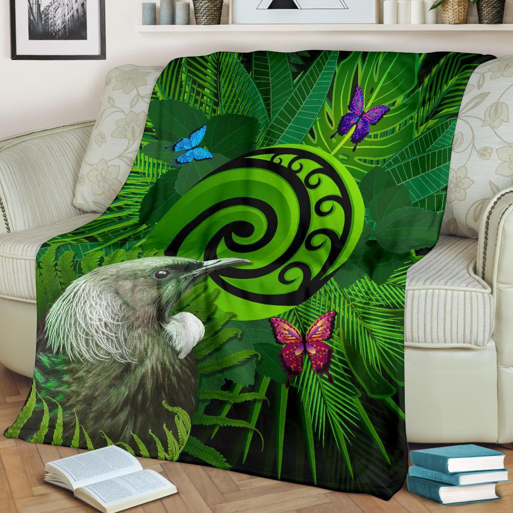new-zealand-premium-blanket-koru-fern-mix-tui-bird-tropical-floral