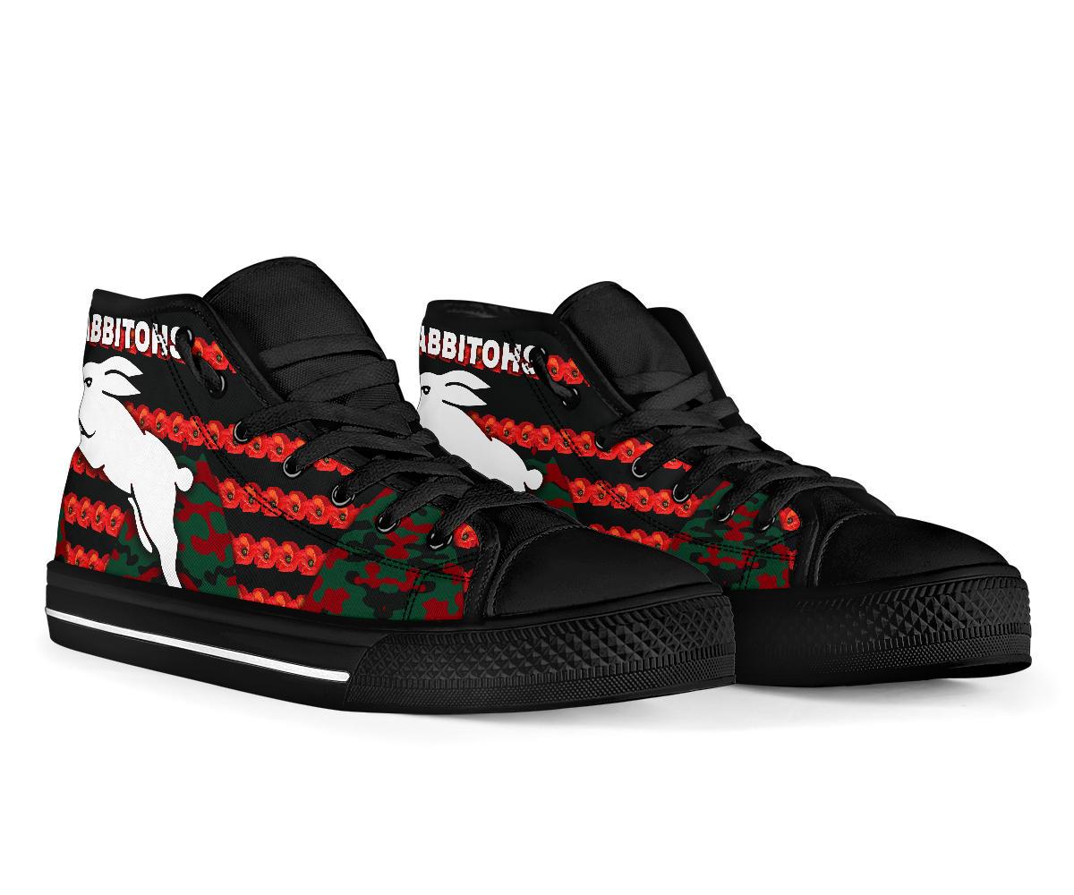 south-sydney-rabbitohs-high-top-shoe-anzac-day-poppy-flower-vibes