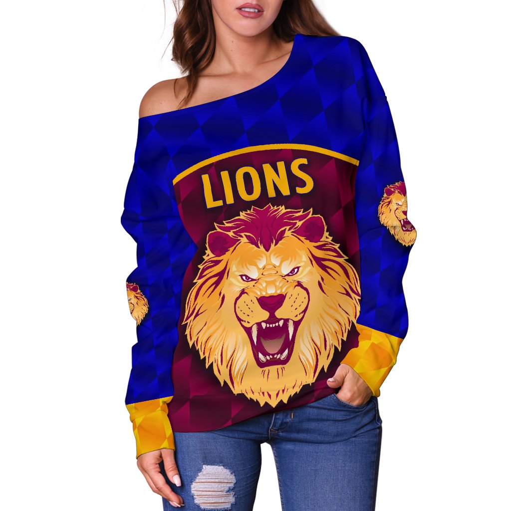 Brisbane Lions Women Off Shoulder Sweater Powerful - Vibe Hoodie