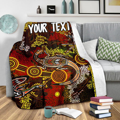 custom-aboriginal-premium-blanket-kangaroo-and-lizard-dot-painting-art