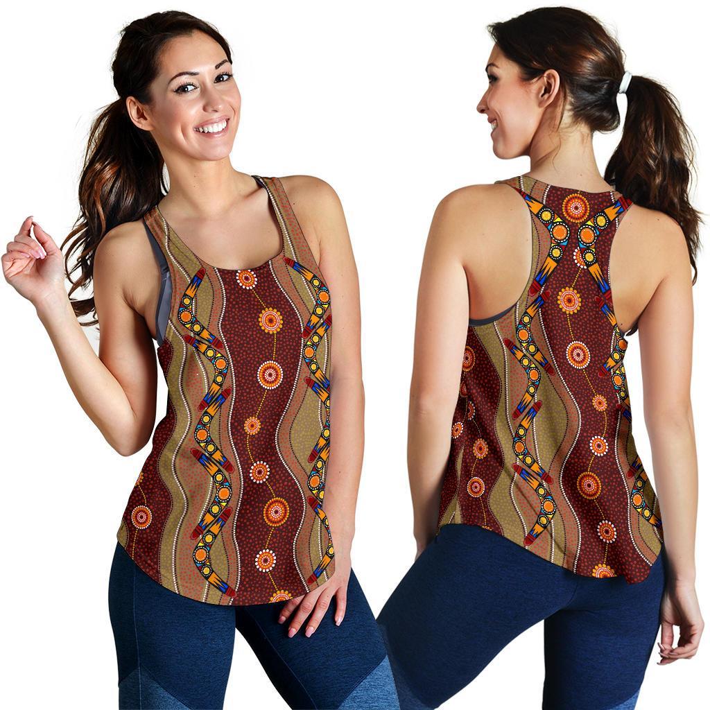 Racerback Tank - Aboriginal Dot Painting Top Tank - Women - Vibe Hoodie