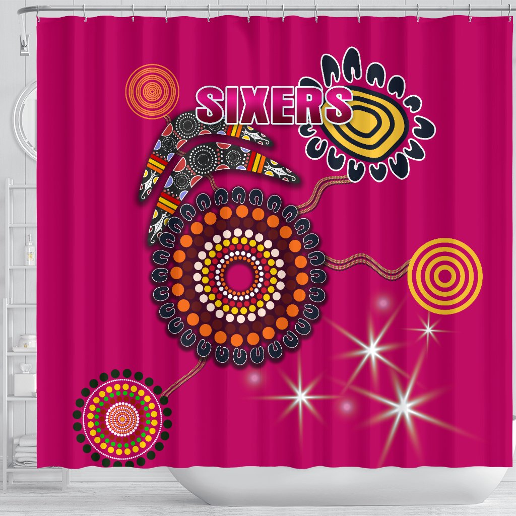 sydney-shower-curtain-sixers-indigenous-magenta