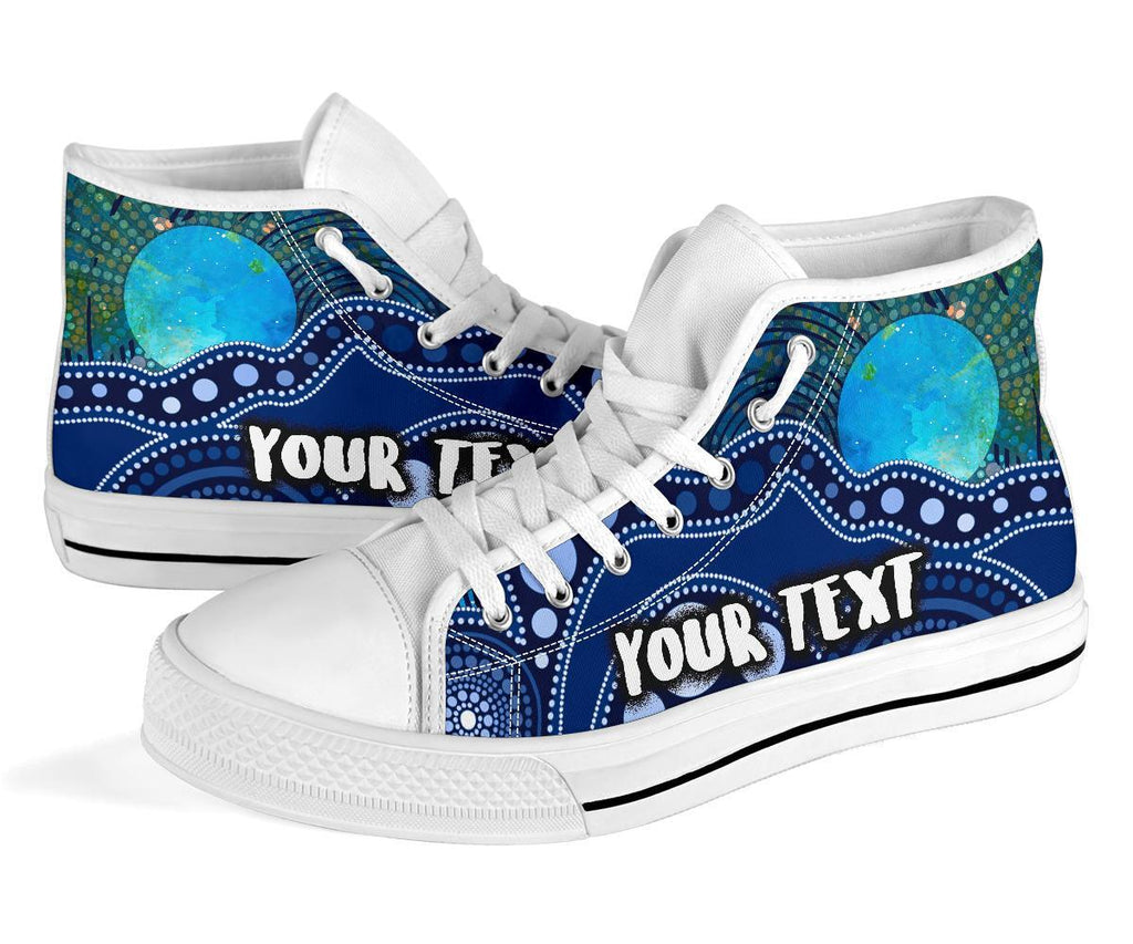 custom-textaboriginal-high-top-shoes-australia-indigenous-flag-circle-dot-painting-art-blue