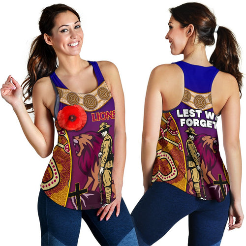 Brisbane Women's Racerback Tank Lions Anzac Day Gradients Style - Vibe Hoodie