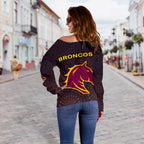 Brisbane Women Off Shoulder Sweater Broncos Simple Indigenous - Vibe Hoodie