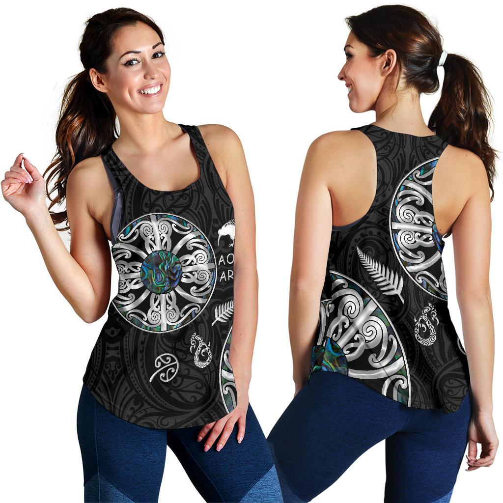 New Zealand Aotearoa Women Racerback Tank, Maori Mangopare Paua Shell Pullover - Vibe Hoodie