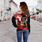 Anzac Women's Off Shoulder Sweater - A Day We Will Never Forget - Vibe Hoodie