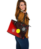 aboriginal-leather-tote-bag-indigenous-circle-dot-painting-style