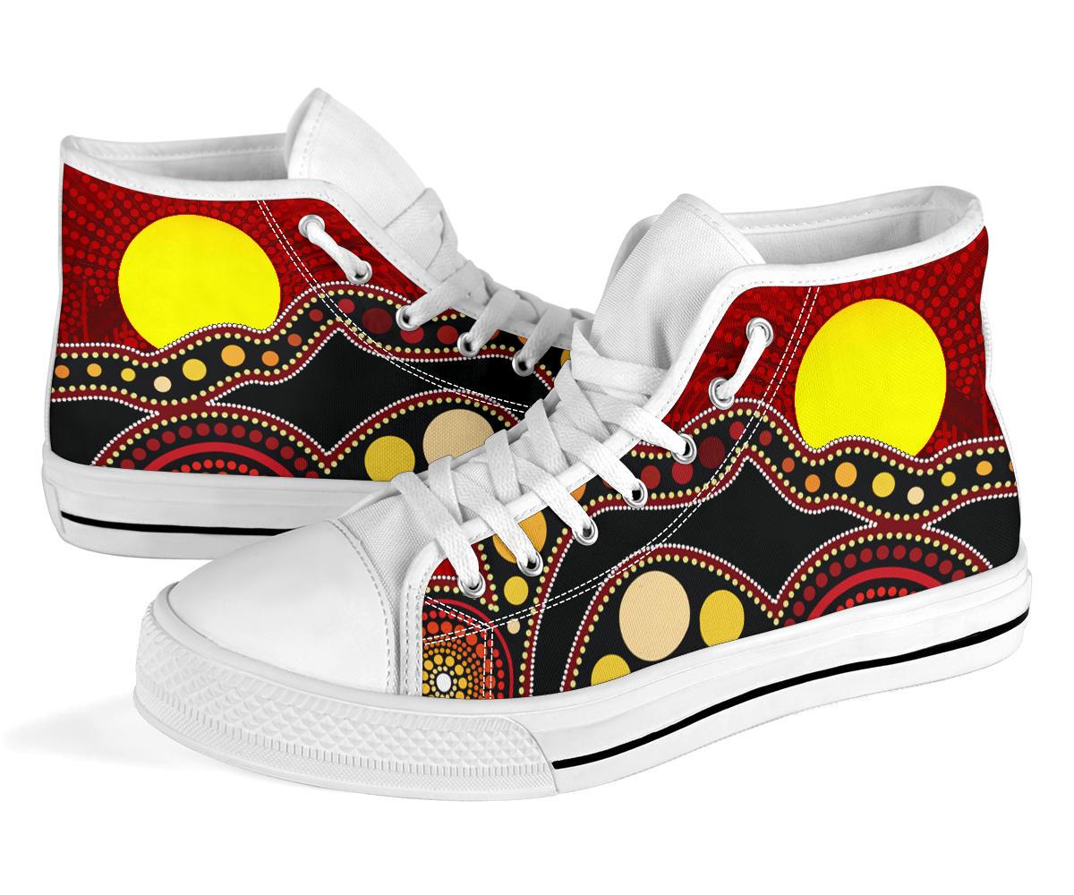 high-top-shoes-australia-aboriginal-lives-matter-flag-circle-dot-painting-art-shoes