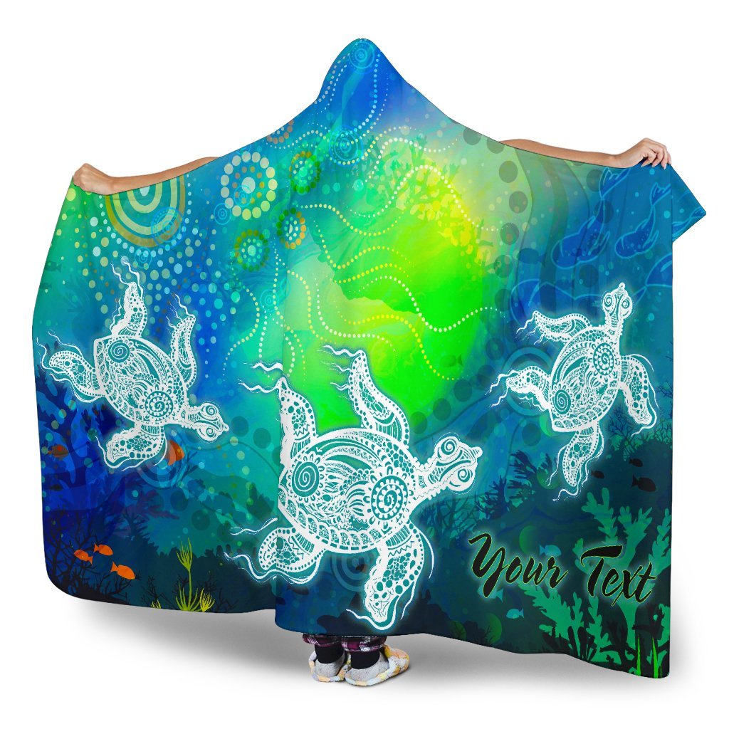 custom-text-aboriginal-hooded-blanket-indigenous-turtle-ocean-dot-painting-art