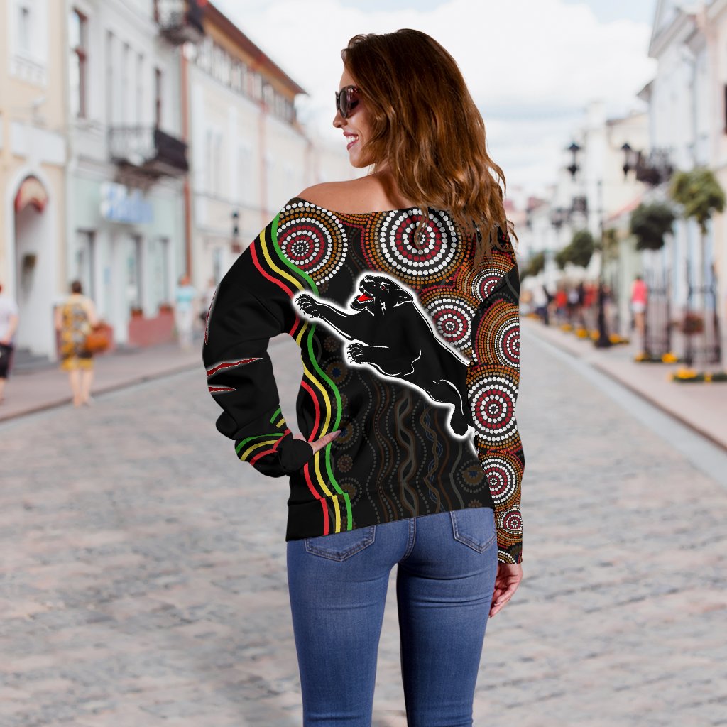 Panthers Black Off Shoulder Sweater Indigenous Penrith Version - Vibe Hoodie