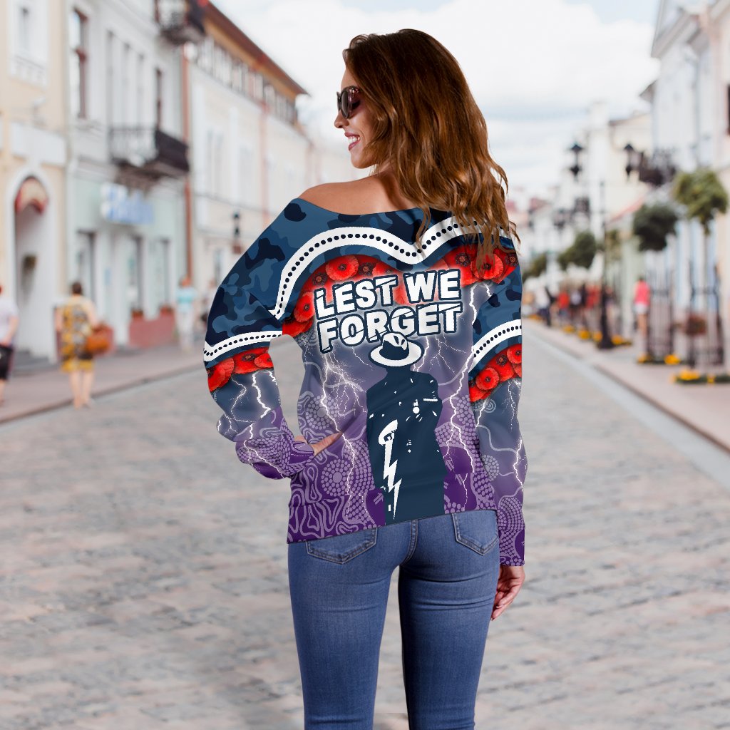 Storm Women's Off Shoulder Sweater Anzac Day Aboriginal - Vibe Hoodie