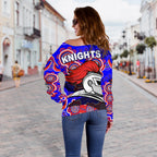 Newcastle Knights Women Off Shoulder Sweater Indigenous - Vibe Hoodie