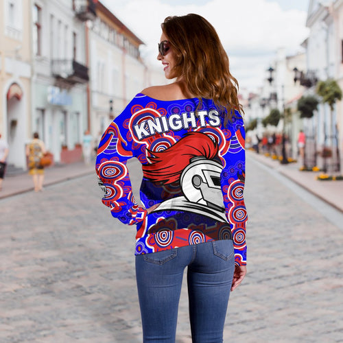Newcastle Knights Women Off Shoulder Sweater Indigenous - Vibe Hoodie