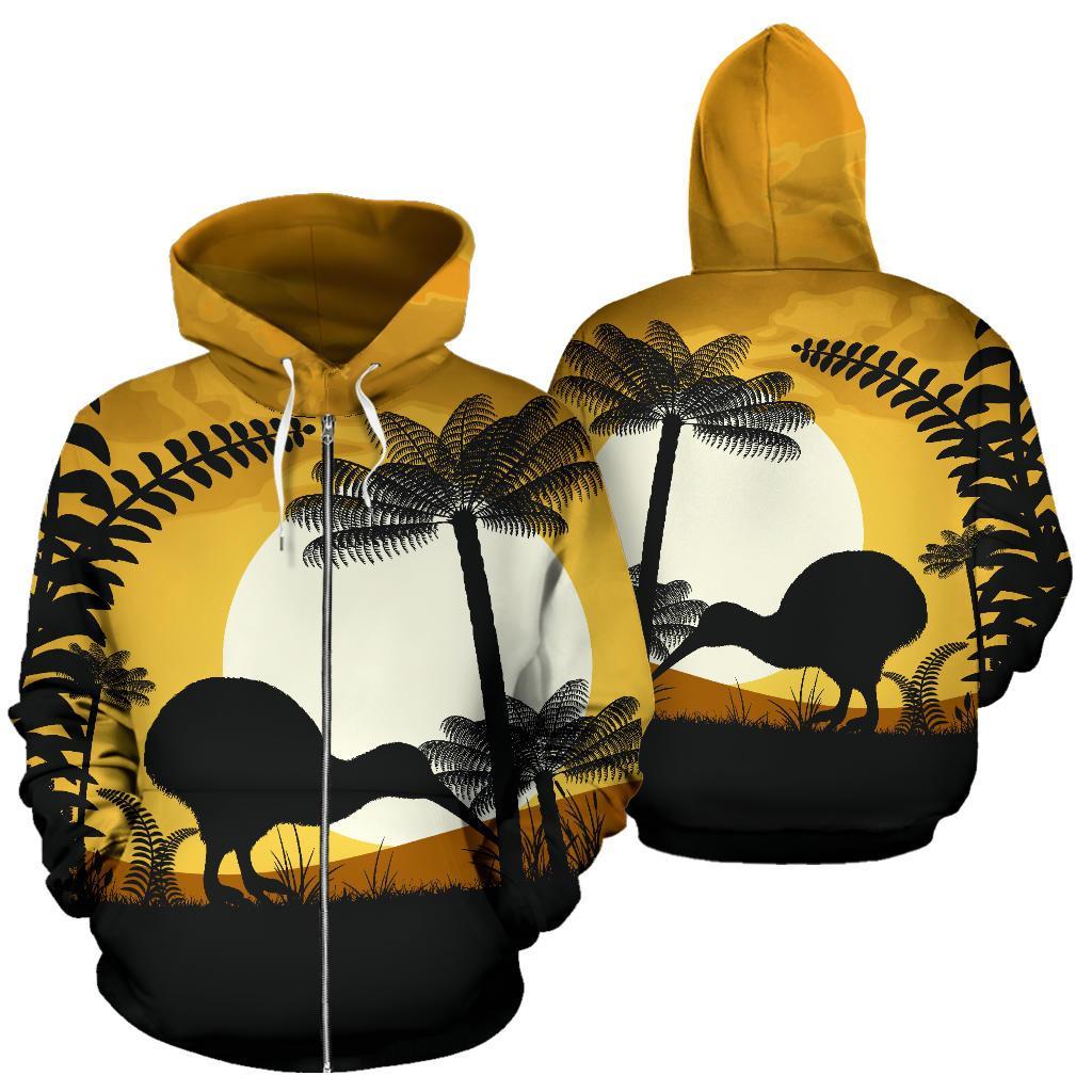 kiwi-with-trees-fern-at-sunset-zip-up-hoodie