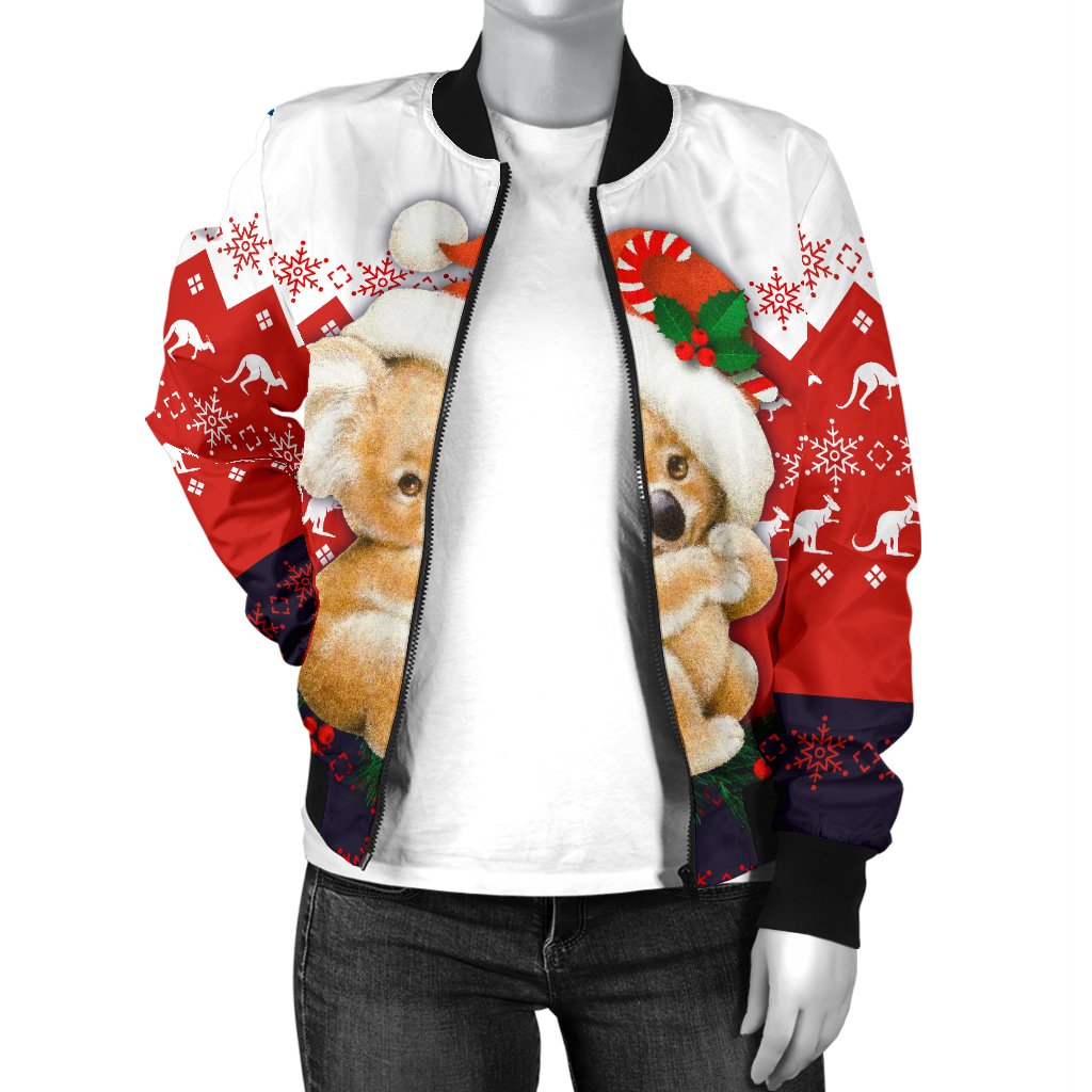 christmas-bomber-jacket-koala-jacket-kangaroo-symbol-snowflakes-women