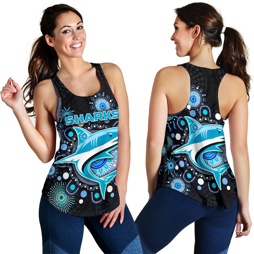 Cronulla Women Racerback Tank Sharks Indigenous - Vibe Hoodie