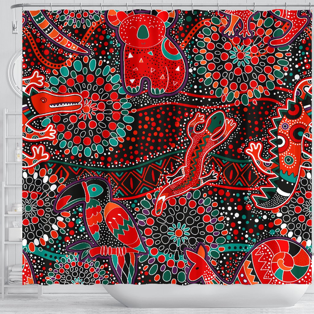 shower-curtains-aboriginal-animal-dot-acrylic-paint